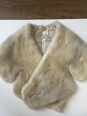 Vintage Ivory Mink Fur Stole Wrap La Belle Furs Orlando Bridal Wedding Shawl
